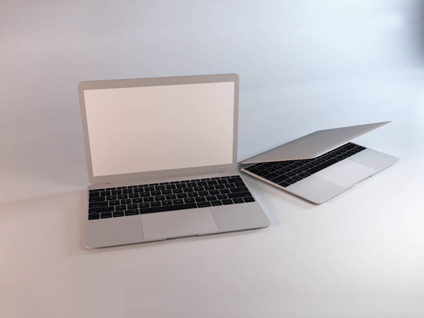 3D απεικόνιση Mockup σκηνή αέρα laptop Macbook σε απομονωμένο φόντο - Φωτογραφία, εικόνα