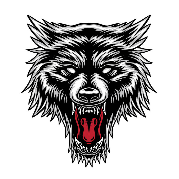 Kopfwolf im dunklen Untergrund - Vektor, Bild