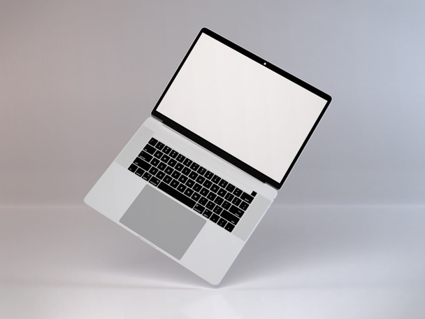 Laptop Notebook Apparaat 3D Illustratie Mockup Scene op geïsoleerde achtergrond - Foto, afbeelding