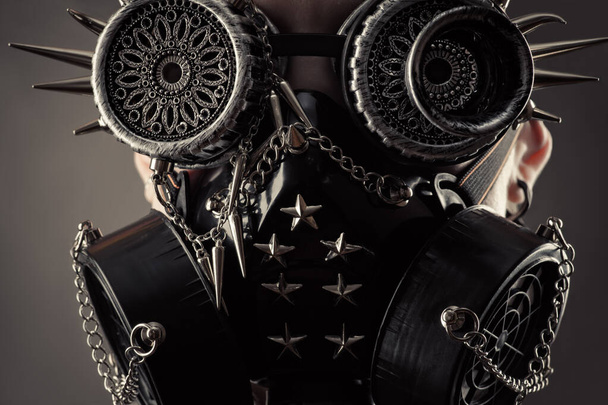 steampunk mask with spikes close up - Фото, зображення