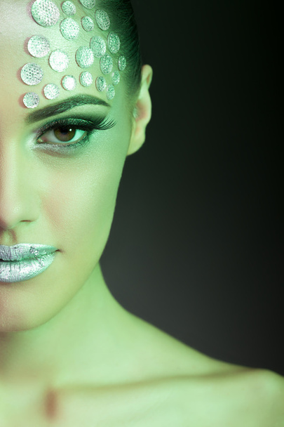 Красота женщина мода макияж с цветными гелями
 - Фото, изображение