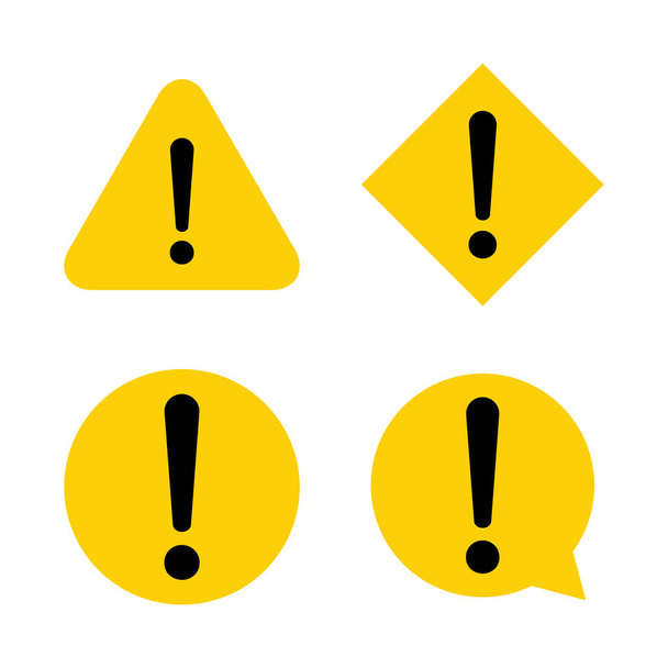 Set of hazard warning, warn symbol vector icon flat sign symbol with exclamation mark isolated on white background . - Vector, Image