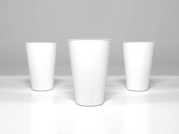 Realistinen muovi Cup Packaging 3D kuvitus Mockup kohtaus eristetty tausta - Valokuva, kuva