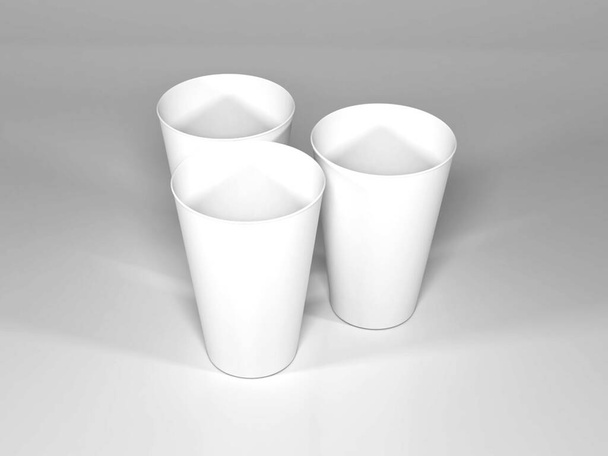 現実的なプラスチックカップ包装3Dイラスト｜単離された背景上のモックアップシーン - 写真・画像