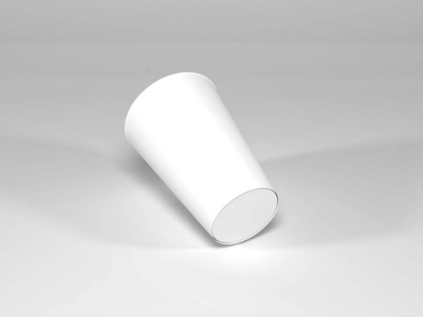 Scène réaliste de maquette d'illustration 3D d'emballage de tasse en plastique sur fond isolé - Photo, image