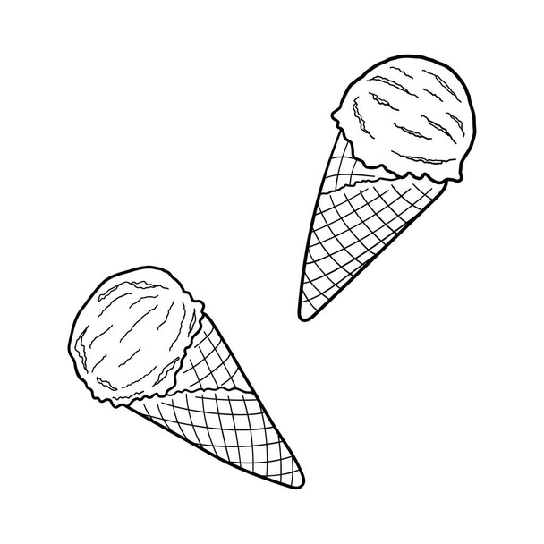 Hand-drawn ice-cream. Design sketch element for menu cafe, bistro, restaurant, label and packaging. Vector isolated illustration. - Vector, Image