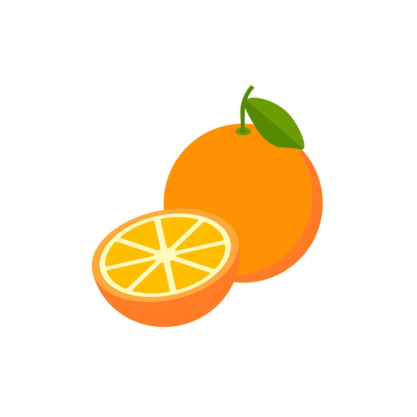 Апельсин, органические фрукты. Карикатурный стиль. на белом фоне Векторная иллюстрация - Вектор,изображение