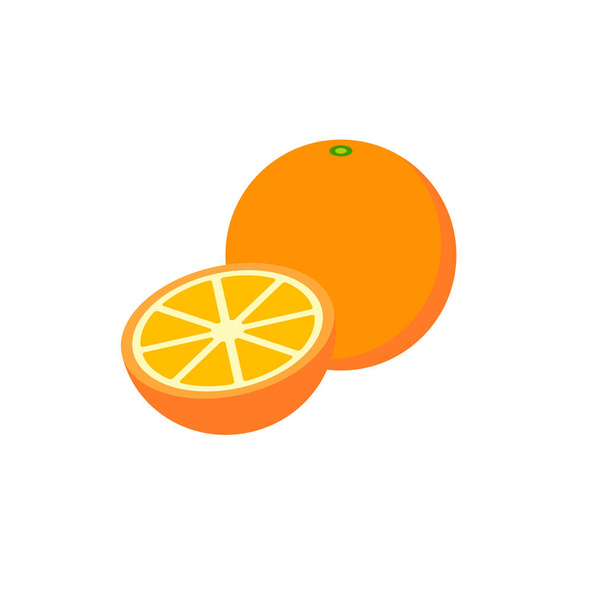 Orange,Organic fruit. Cartoon style. on a white background Vector illustration - Vector, Image