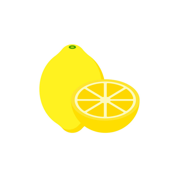 Lemon,Fresh Lemon fruits isolated,Cartoon style. On a white background Vector illustration - Vector, imagen