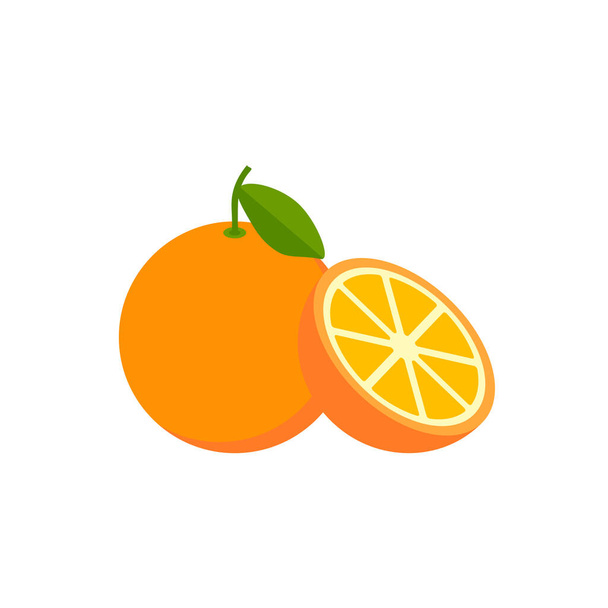 Pomarańczowe, organiczne owoce. Styl kreskówki. na białym tle Ilustracja wektora - Wektor, obraz