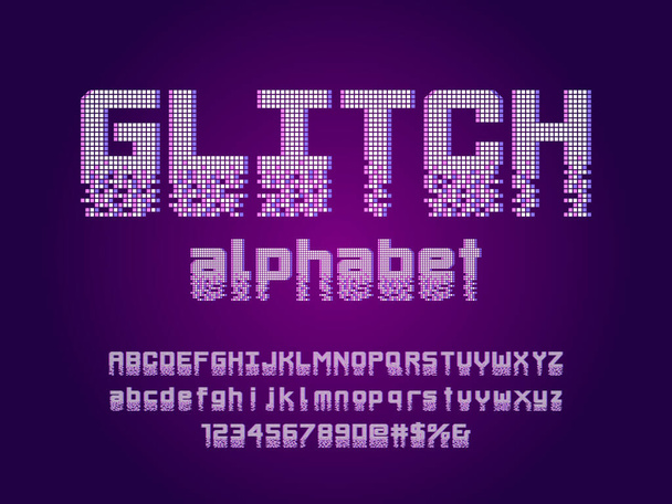 8 бітовий дизайн алфавіту пікселів з верхнім регістром, нижнім регістром, цифрами та символом
 - Вектор, зображення
