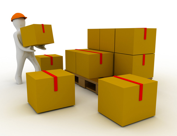 3D muž a cargo boxy - Fotografie, Obrázek