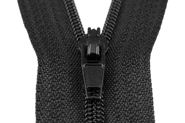 black zipper isolated on white background. - Photo, Image