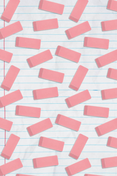 Růžové gumové pozadí na vládnoucím papíru pro váš školní design - Fotografie, Obrázek