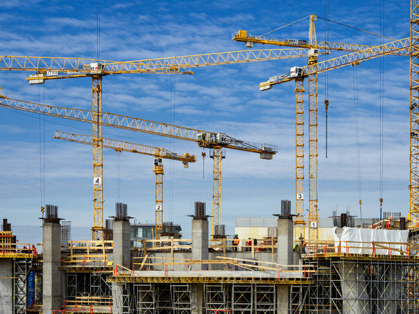 Construction of shopping center, Eurovea 2, Construction,  crane,  Bratislava, Slovakia. - Photo, image