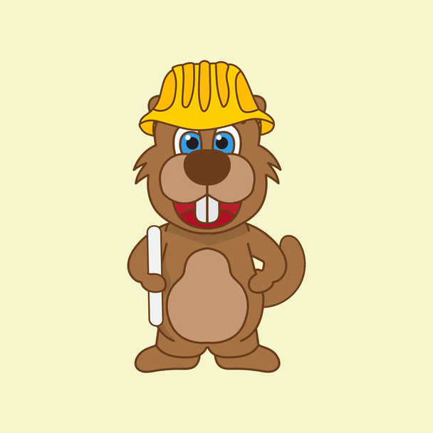cartoon illustration of an otter mascot with a construction project helmet - Vector, Image