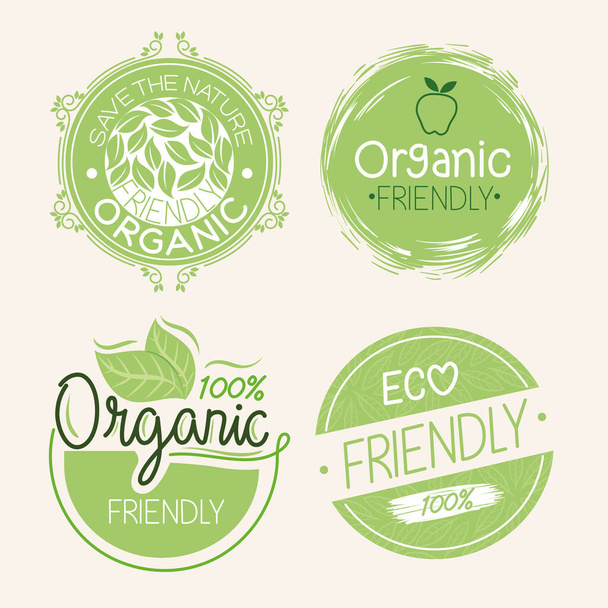 Набір піктограм органічних натуральних етикеток
 - Вектор, зображення