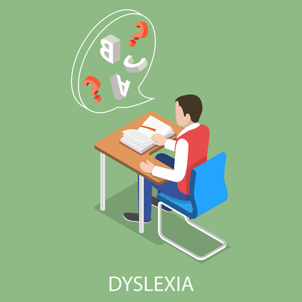 3D Isometric Vector Conceptual Illustration of Dyslexia - Learning Disability - Vector, Image
