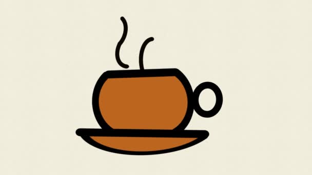 Animation de tasse de café avec message texte. - Séquence, vidéo