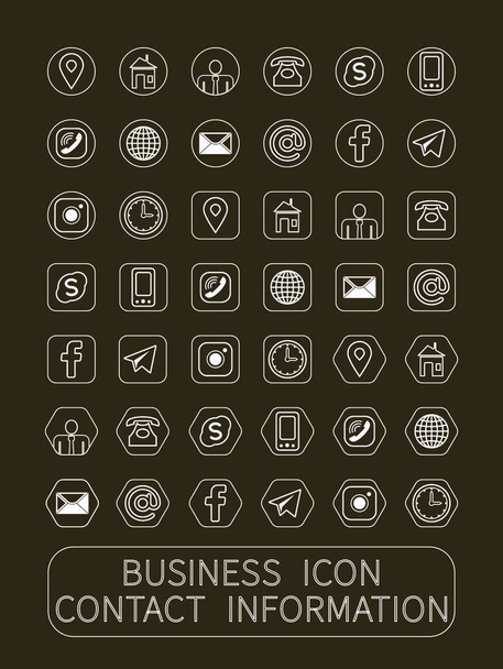 Business card icons. Set of vector symbols. Vector contact information icons. - Photo, Image