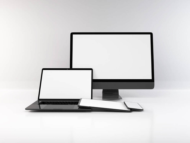 Realistic Mockup of Multiple Responsive Devices Illustration 3D sur fond isolé - Photo, image