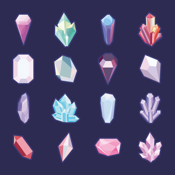 kristallen en edelstenen - Vector, afbeelding