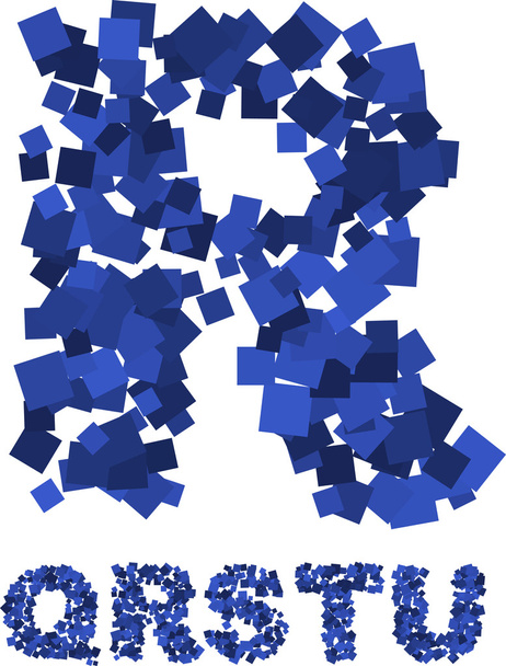 blaue Vektorschrift aus fliegenden Quadraten - Vektor, Bild