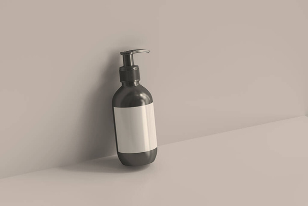 Cosmetic Bottles with Blank Label 3D Rendering - Photo, Image