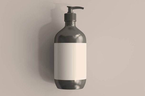 ブランクラベル付き化粧品ボトル3Dレンダリング - 写真・画像