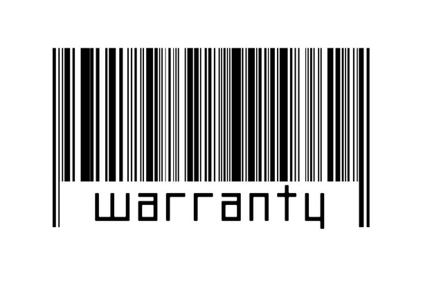Barcode on white background with inscription warranty below. Concept of trading and globalization - Foto, afbeelding