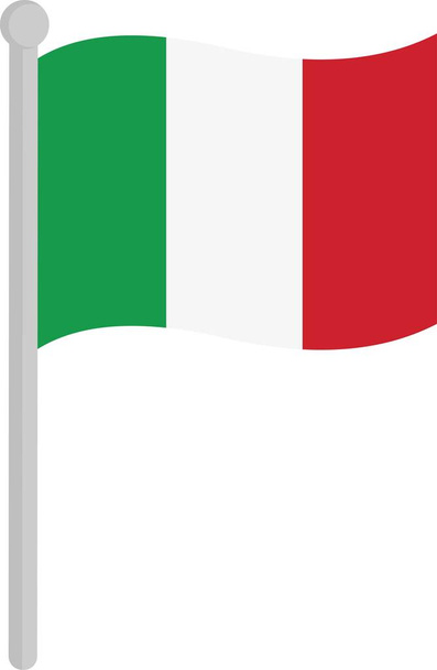 Vektorová ilustrace vlajky Itálie na tyči - Vektor, obrázek