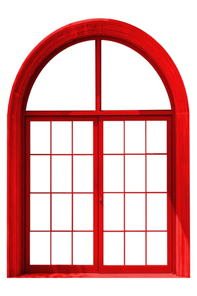 Marco de puerta de aluminio rojo curvado de estilo europeo grande aislado sobre un fondo blanco - Foto, Imagen