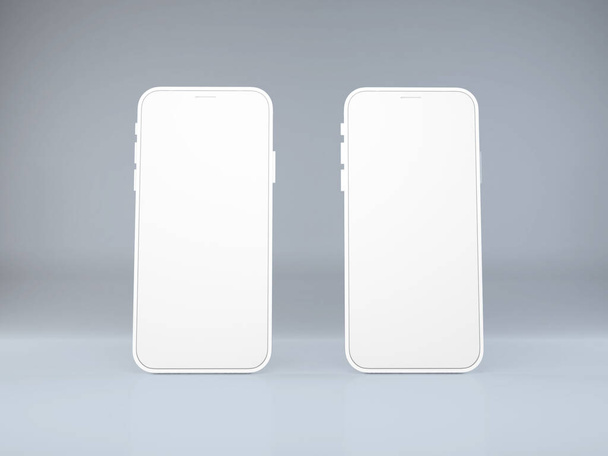 Gerçekçi Beyaz Akıllı Telefon 3D Görüntü İzole Arkaplan Sahnesi - Fotoğraf, Görsel
