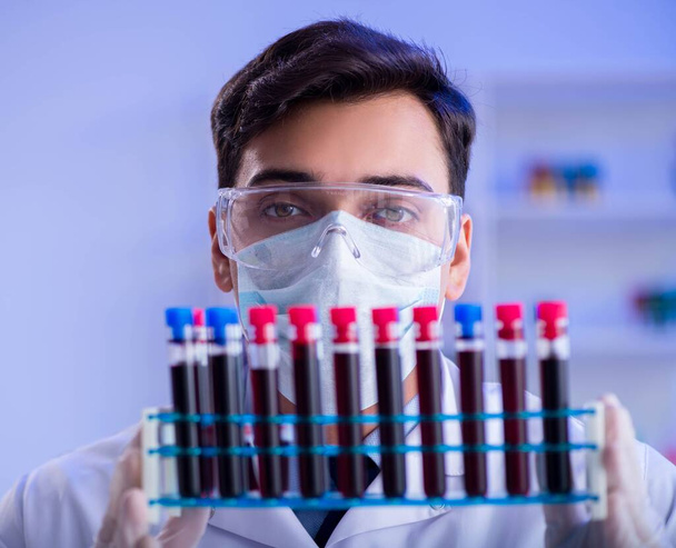 Assistente de laboratório testando amostras de sangue no hospital - Foto, Imagem