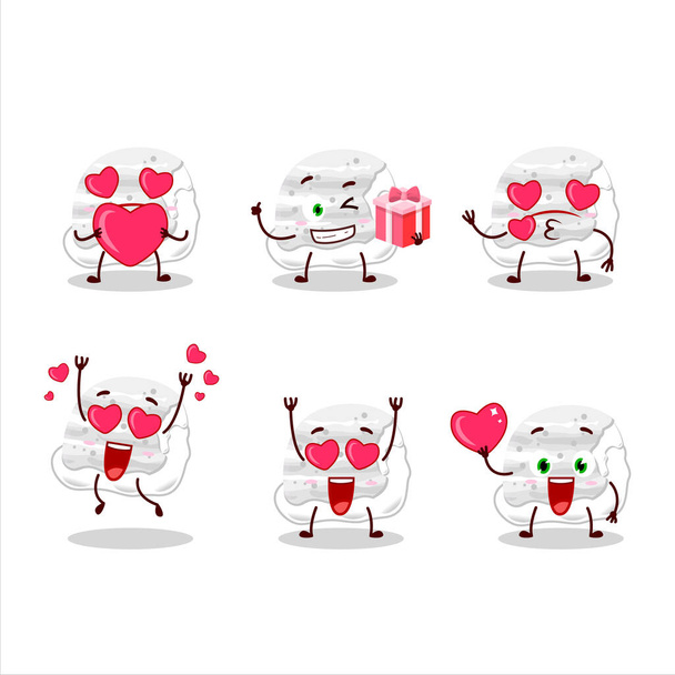 Milk ice cream scoops cartoon character with love cute emoticon. Vector illustration - Vector, Image