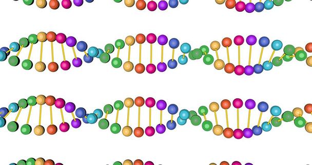 3D animované barevné DNA test video vykreslení izolované na bílém pozadí pro editaci videa a lékařské školení. Vysoce kvalitní obrázek. - Fotografie, Obrázek
