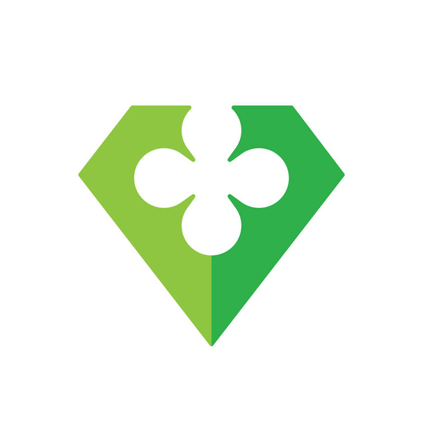 Green Diamond Flower logo icona elementi modello di design, illustrazione vettoriale - Vettoriali, immagini