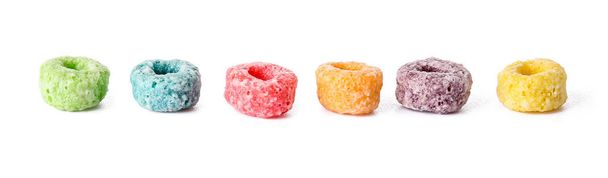 Cereal rings on white background - Foto, Imagen