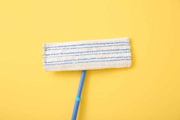 Floor mop on color background, closeup - Photo, Image