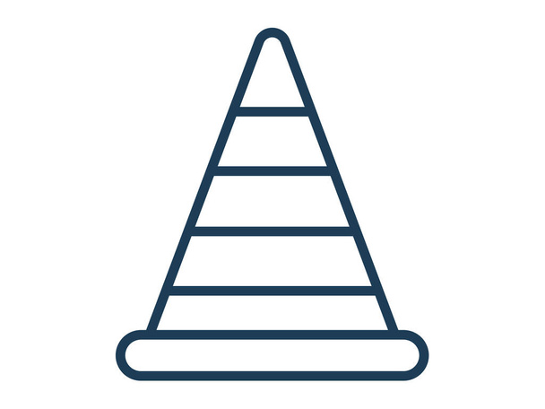 cône de circulation icône unique fond isolé blanc avec illustration de conception vectorielle de style contour - Vecteur, image
