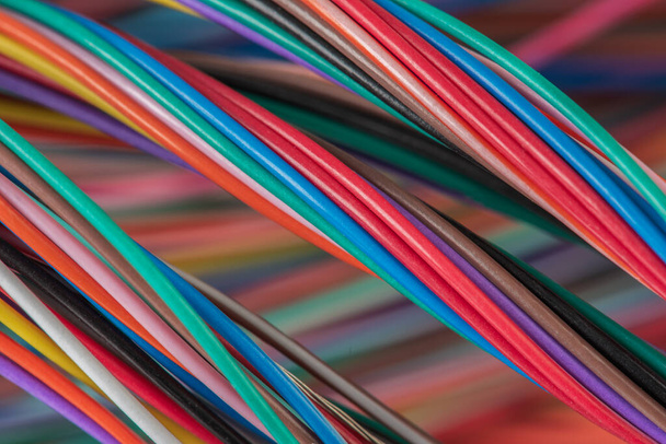 Telecommunications electrical cable wiring close-up - Foto, Bild