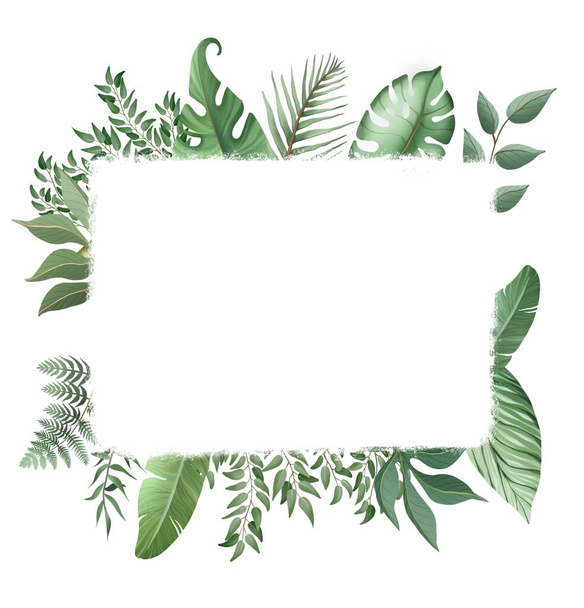 Decorative frame decorated with tropical leaves - Foto, Bild