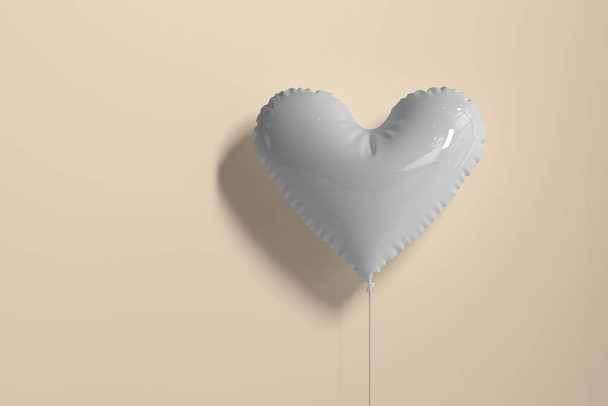 Ballon en forme de coeur blanc rendu 3D - Photo, image