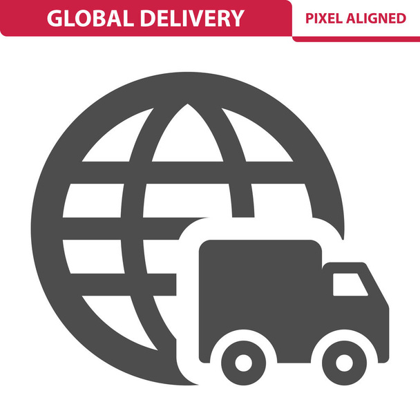 Globalne dostawy, transport, ikona transportu - Wektor, obraz