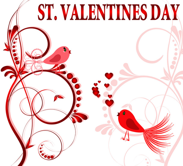 Saint valentines day heart floral abstract background - Vector, imagen