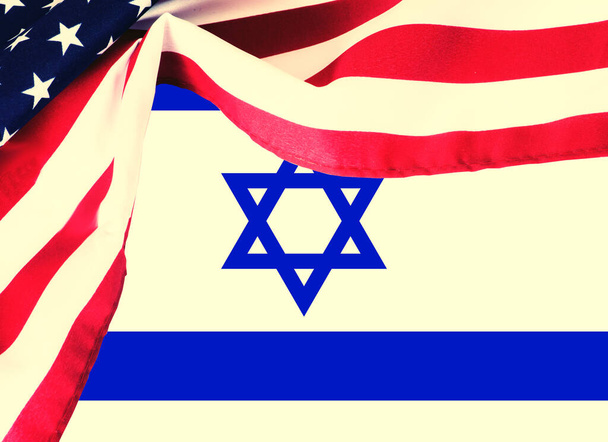Bandeiras da América e de Israel - Foto, Imagem