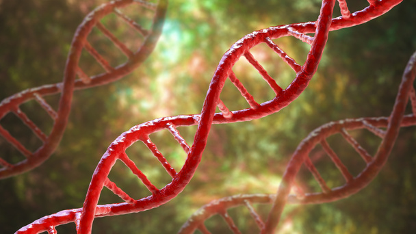 Молекула ДНК, подвійна спіраль, 3D ілюстрація. Генна терапія, генетичні мутації та генетичні розлади
 - Фото, зображення
