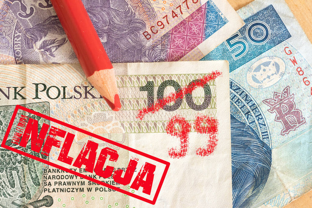 Inflation in Poland and money Polish zloty PLN - Photo, Image