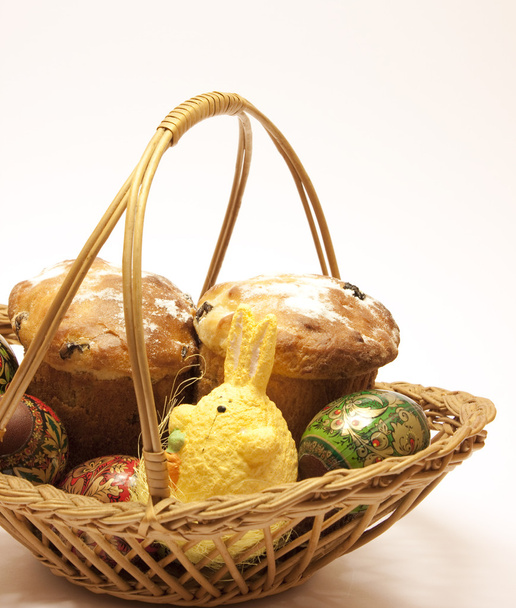 Easter wicker over white background, Happy Easter - Photo, Image