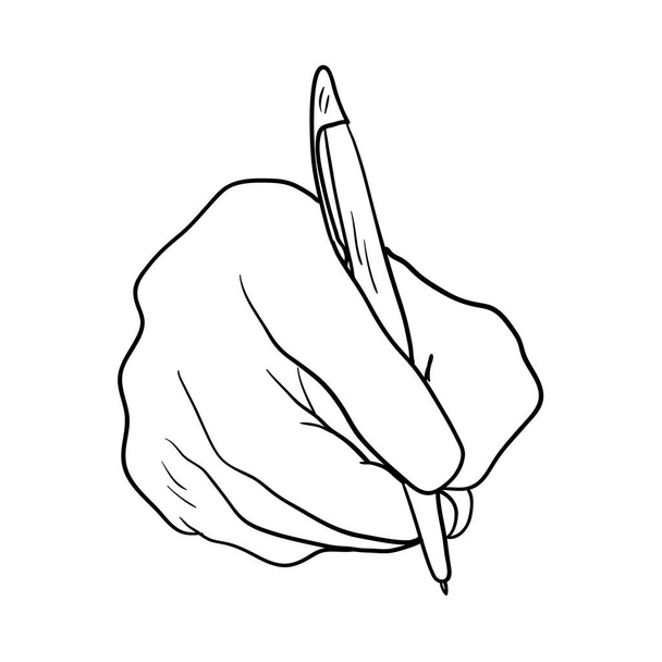 Икона "Рука с ручкой". Ручной рисунок. Векторная миграция. - Вектор,изображение